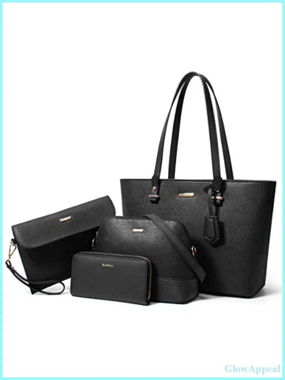 YTL Women Satchel Tote Bag Set - 4pcs Handbag Messenger Wallet Card Holder,